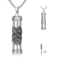 TOUPOP Sterling Silver Four Way Cross St Michael St Christopher St Benedict St Joseph St Francis Pendant Necklace-style_name:5-St. Michael Un
