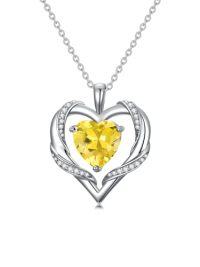 wholesale TOUPOP Birthday Gift For Mom Heart Necklace For Women 925 Sterling Silver Birthstone Necklace Jewelry Gift For Women Wife Her Girlfriend Sister -style_name:November