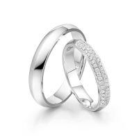 wholesale TOUPOP Personalized Wedding Ring Set For Couples Moissanite Wedding Rings Set For Him And Her 925 Sterling Silver/10k/14k/18k Gold Valentine's Day Christmas Gift For Wife And Husband -style_name:A Wedding Ring Set