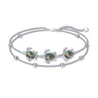 wholesale Ankle Bracelets For Women 925 Sterling Silver Layered Sea Turtles/elephant/wave/cross Anklet Summer Ocean Beach Jewelry Christmas Gifts For Women -style_name:1-Sea Turtle