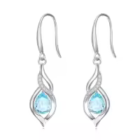 TOUPOP Sterling Silver Infinity Birthstone Earrings Gift for Women-color_name:03-March-Aquamarine