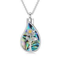 wholesale TOUPOP Teardrop Cremation Jewelry For Ashes Sterling Silver 12 Month Birth Flower Urn Necklace W/funnel Filler Memorial Keepsake Jewelry For Women -style_name:7-July