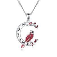 wholesale TOUPOP Christmas Gifts Red Cardinal Pendant Necklace S925 Sterling Silver Crystal Cardinal Jewelry Bird Memorial Tree Pendant Jewelry Gift For Women -style_name:Red Cardinal Necklace-I am always with you