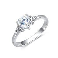 wholesale TOUPOP 1ct Moissanite Heart/square Celtic Rings For Women 925 Sterling Silver Celtic Knot Engagement Wedding Band Promise Anniversary Valentine's Day Christmas Jewelry Gifts For Her Wife Size 6-9 -ring_size:6,style_name:Heart Celtic Ring