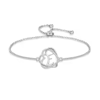 TOUPOP 925 Sterling Silver Heart Initial Double Heart Bracelet Birthday Christmas Jewelry Gifts-style_name:Initial E