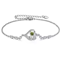 TOUPOP Sterling Silver Birthstone Flower Bracelet For Women-style_name:H-August