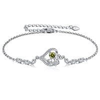 wholesale TOUPOP Birth Flower Bracelet For Women 925 Sterling Silver Birth Month Flower Birthstone Bracelets Heart Floral Jewelry Gifts For Women Wife Girlfriend Anniversary Birthday Gift -style_name:H-August