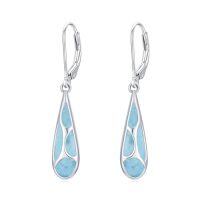 wholesale Teardrop Earrings For Women 925 Sterling Silver Gemstones Dangle Leverback Earring Jewelry Birthday Christmas Gifts For Women Her -style_name:Larimar