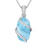 TOUPOP Sterling Silver Gemstone Pendant Fine Jewelry Gift for Women-color_name:A-Larimar