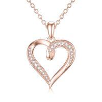 TOUPOP 14k Gold Moissanite Heart Pendant Necklace-color_name:Rose Gold