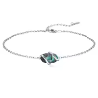 TOUPOP 925 Sterling Silver Gemstone Dainty Ankle Bracelet-color_name:Abalone Shell