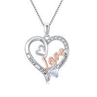 wholesale Gifts For Mom 925 Sterling Silver Family Sister Mom Necklace Pendant Mother Daughter Necklace Jewelry Birthday Mothers Day Gifts For Women Nana Sister -style_name:Heart- Love Necklace