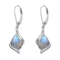 TOUPOP Sterling Silver Gemstone Teardrop Dangle Earrings Women Gifts-color_name:Labradorite