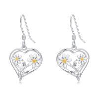 wholesale Flower Earrings For Women 925 Sterling Silver Lotus/cherry Blossoms/sunflower/snowflake/daisy/rose Earrings Floral Jewelry Christmas Gifts For Women -style_name:1-Daisy-Heart