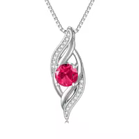 TOUPOP Sterling Silver Birthstone Infinity Necklace Women's Love Jewelry Gift-color_name:07-July-Ruby