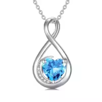 TOUPOP Sterling Silver Birthstone Infinity Love Moon Necklace For Women-color_name:03-Aquamarine-Mar.