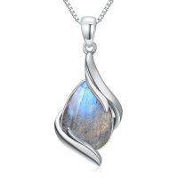 wholesale Teardrop Necklace For Women 925 Sterling Silver Gemstone Pendant Necklace Fine Jewelry Birthday Christmas Gifts For Women Her -color_name:Labradorite