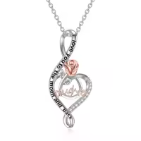 TOUPOP Sterling Silver & Crystal Rose Heart Necklace, I Love You To The Moon And Back-style_name:Daughter-I Love You to The Moon and Back