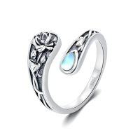 wholesale TOUPOP Spoon Rings For Women 925 Sterling Silver Adjustable Thumb Spoon Rings Promise Engagement Statement Boho Vintage Finger Open Antique Rings Jewelry -style_name:6-Lotus