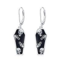 wholesale Coffin/bat/cat/spider/irish Claddagh/music Note Earrings For Women 925 Sterling Silver Dangle Earring Gothic Jewelry Halloween Patricks Day Gifts For Friends Daughter Her -style_name:2-skull-coffin