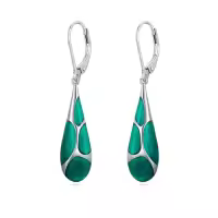 TOUPOP 925 Sterling Silver Enamel Teardrop Dangle Earrings Women Gifts-color_name:Green