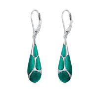 wholesale Teardrop Earrings For Women 925 Sterling Silver Enamel Dangle Earrings Jewelry Birthday Christmas Gifts For Her -color_name:Green