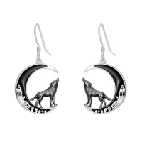 TOUPOP Sterling Silver Pumpkin Moon Earrings Halloween Dangle Gothic Gift-style_name:Wolf