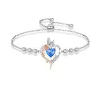 TOUPOP Sterling Silver Rose Quartz Butterfly Heart Birthstone Bracelet-color_name:12-December-Topaz