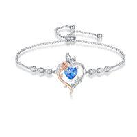 wholesale TOUPOP Rose Heart Birthstone Bracelet 925 Sterling Silver Butterfly Heart Bracelet Love Birthstone Jewelry Anniversary Birthday Christmas Gifts For Women Girlfriend Wife Her -color_name:12-December-Topaz