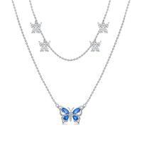 wholesale Cross Necklace For Women Men 925 Sterling Silver Cross Pendant Christian Jewelry Christmas Gifts -style_name:Butterfly Layered Necklace