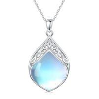 wholesale TOUPOP Gemstone Teardrop Necklace For Women 925 Sterling Silver Celtic Knot Pendant Irish Jewelry Anniversary Birthday Christmas Xmas Gifts For Her -style_name:Moonstone