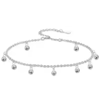 TOUPOP Sterling Silver Ankle Bracelets For Women Adjustable Anklet Elegant Foot Jewelry-style_name:bead anklet