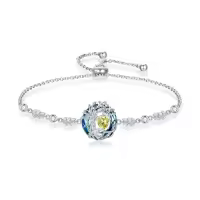 TOUPOP Sterling Silver Austrian Crystal Tree Of Life Birthstone Bracelet-color_name:08-Aug-Peridot
