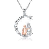 wholesale TOUPOP Christmas Gifts For Sisters From Sisters/brothers 925 Sterling Silver Heart/moon Pendant Always My Sister Forever My Friend Birthday Gifts For Sister -style_name:Moon - Big Sister Lil Brother