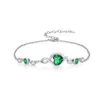 wholesale Infinity Birthstone Bracelet 925 Sterling Silver Heart Love Infinity Link Bracelet Fine Jewelry Birthday Christmas Gifts For Women Girlfriend Wife -color_name:05-May-Emerald