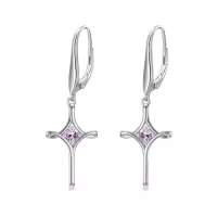 TOUPOP Sterling Silver Birthstone Infinity Cross Dangle Drop Earrings-color_name:06-June-Alexandrite