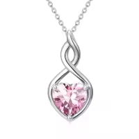TOUPOP Sterling Silver Birthstone Infinity Heart Pendant Necklace-color_name:10-October-Pink Tourmaline