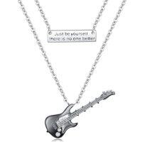 wholesale Cross Necklace For Women Men 925 Sterling Silver Cross Pendant Christian Jewelry Christmas Gifts -style_name:Guitar Music Necklace