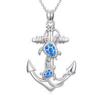 wholesale Anchor Necklace 925 Sterling Silver Nautical Pendant Jewelry Sailor Gifts For Women -style_name:Sea Turtle