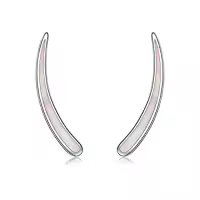 TOUPOP Sterling Silver Created Opal Ear Climbers Crawler Earrings-style_name:1-Created white opal ear climber