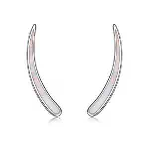 1-Created white opal ear climber