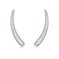 wholesale TOUPOP 925 Sterling Silver Ear Climbers Earrings For Women Created Opal Earrings For Women Hypoallergenic Crawler Earrings Jewelry Gifts For Mom Wife -style_name:1-Created white opal ear climber