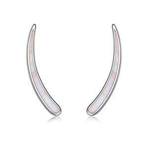 1-Created white opal ear climber