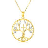 TOUPOP 14K Gold & Stone Tree Of Life Necklace For Women-style_name:Tree of Life Necklace-A