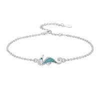 wholesale Ocean Bracelet 925 Sterling Silver Turquoise Sea Animal Link Bracelet Beach Themed Jewelry Gifts For Women -style_name:Seahorse