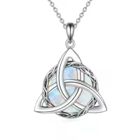 TOUPOP 925 Sterling Silver Celtic Knot Necklace Irish Jewelry Gifts-style_name:1-Celtic Knot Necklace(White Opal)