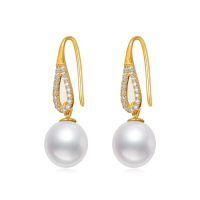TOUPOP 14k Gold Pearl & Moissanite Dangle Earrings-style_name:Teardrop Drop-Pearl/Moissanite
