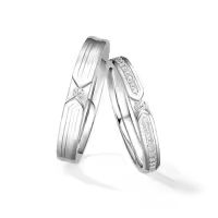 TOUPOP Sterling Silver Moissanite Couples Wedding Rings Set-style_name:B Wedding Ring Set