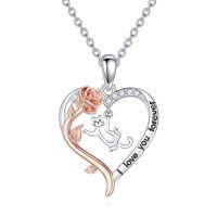 wholesale TOUPOP Christmas Gifts Cute Animal Necklace For Women 925 Sterling Silver Animal Jewelry Brithday Christmas Gift -style_name:Style 2-Cat