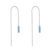 TOUPOP Sterling Silver Created Opal Threader Earrings Bar Leaves Sunflower Rose Daisy-style_name:2-Bar